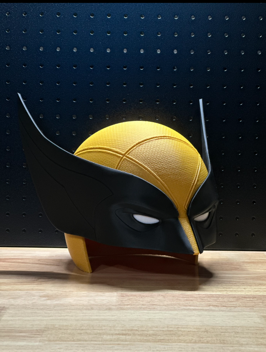 Wolverine Inspired 3D Printed Helmet | Yellow & Black Comic Style Cosplay Mask | Superhero Prop Replica